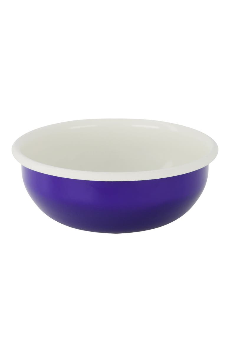 Elifle Two Tone Enamel Serving Bowl, Main, color, Royal Blue & Ivory