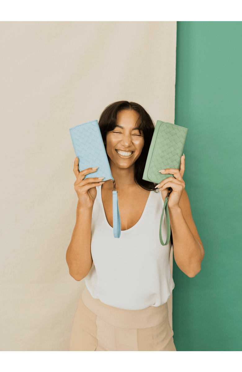 Deux Mains Woven Wristlet Wallet, Alternate, color, Sage Green