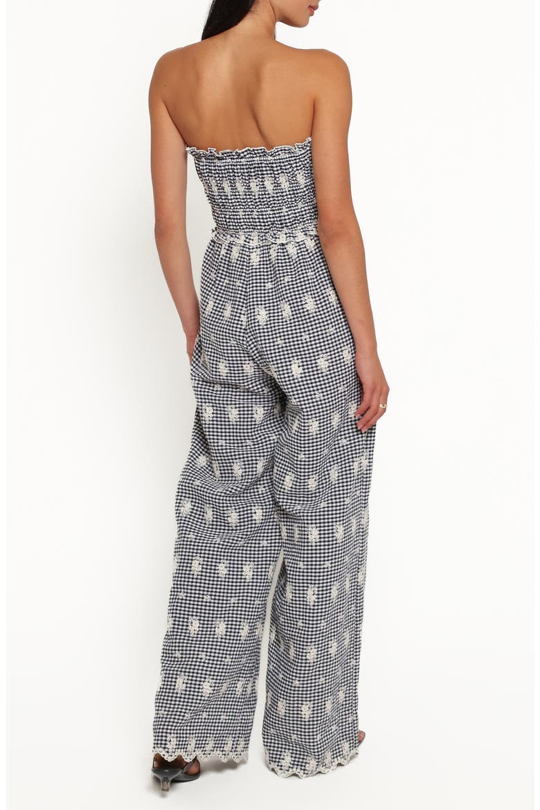 Yulissa Strapless Jumpsuit, Alternate, color, BLACK GINGHAM BRODERIE