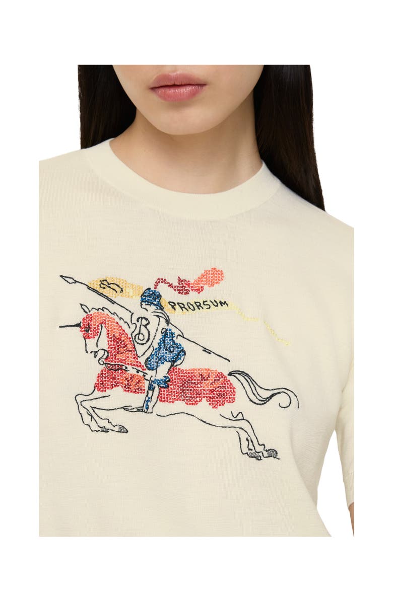Burberry Cross Stitch Knight Wool Top, Alternate, color, Chalk White