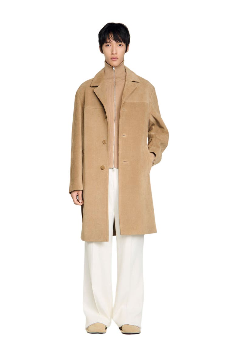 Long belted leather coat, Alternate, color, Cappucino