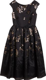 Erdem Floral Brocade Cap Sleeve Midi Dress