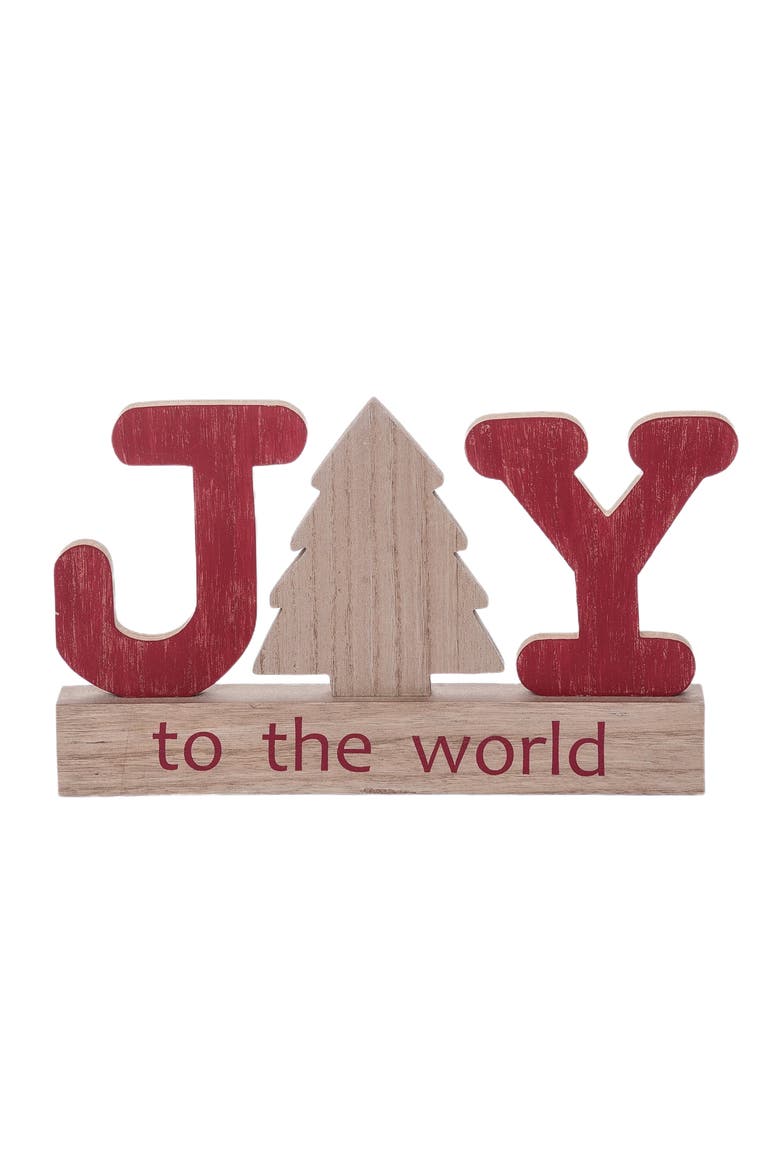 Multicolor Rustic Joy To The World Christmas Decor Figurine, Main, color, Multicolored