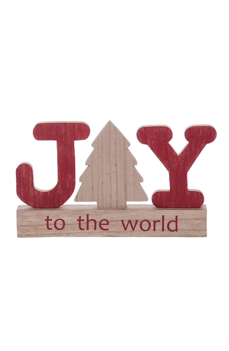 Transpac Multicolor Rustic Joy To The World Christmas Decor Figurine, Main, color, Red