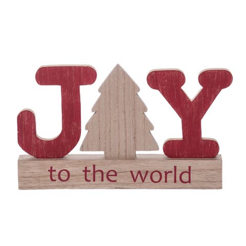 Multicolor Rustic Joy To The World Christmas Decor Figurine