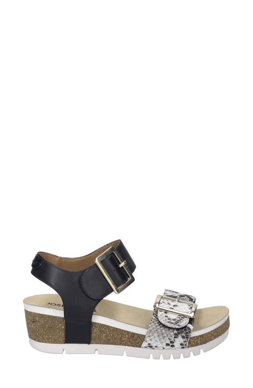 Josef Seibel Quinn 02 Wedge Sandal In Black Snake Print