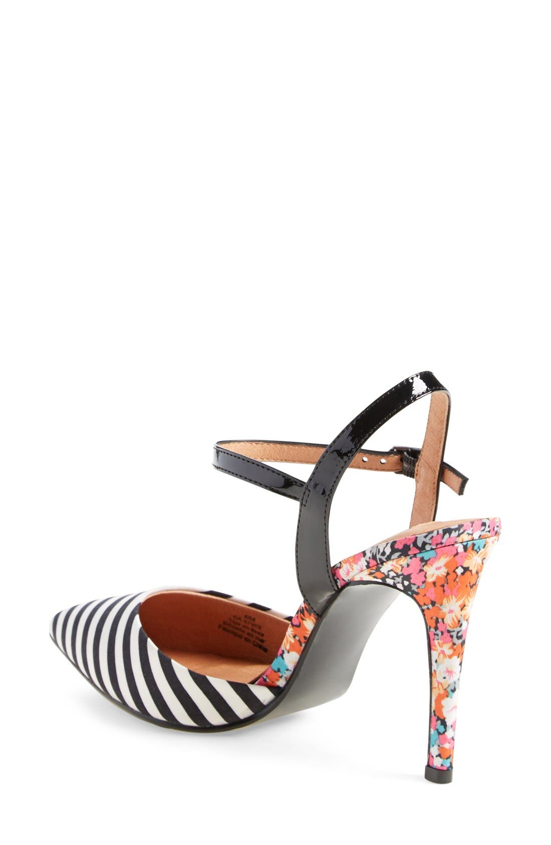 'Delphine' Pointy Toe Pump, Alternate, color, BLACK/ WHITE FLORAL