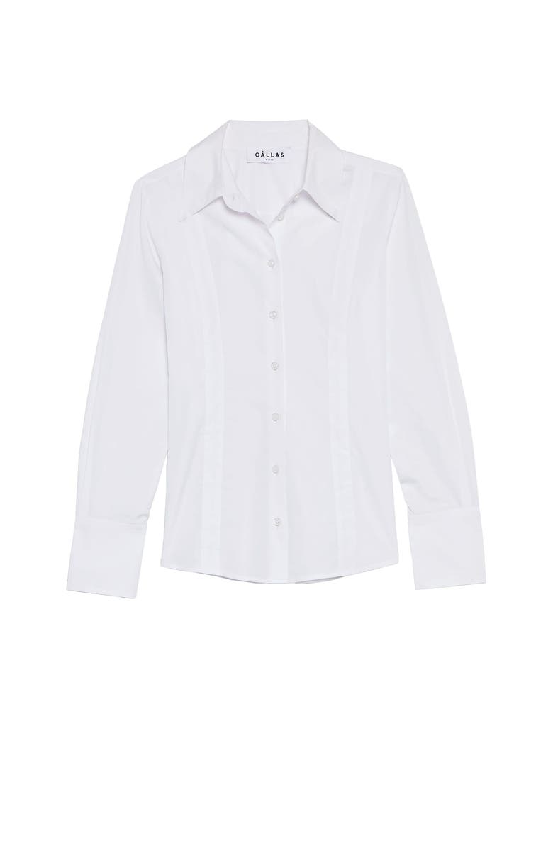 Callas Milano Ripley Button Front Fitted Shirt, Main, color, White