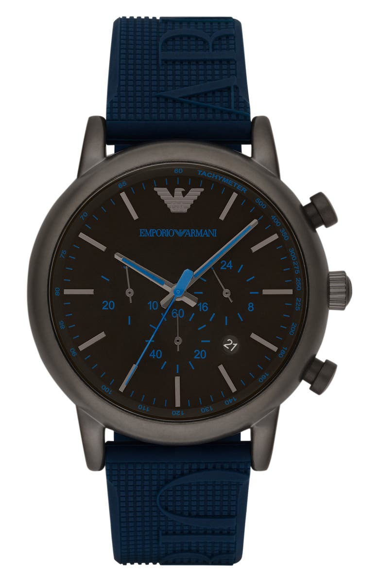 Emporio Armani Chronograph Silicone Strap Watch, 28mm, Main, color,