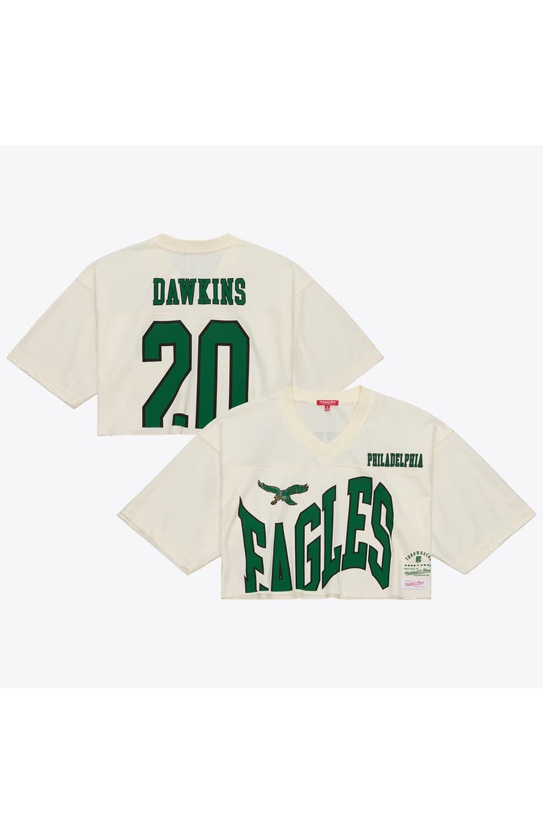 Mitchell & Ness Women's Mitchell & Ness Brian Dawkins Cream Philadelphia Eagles Retired Player Cropped Fashion Jersey, Main, color, Cream