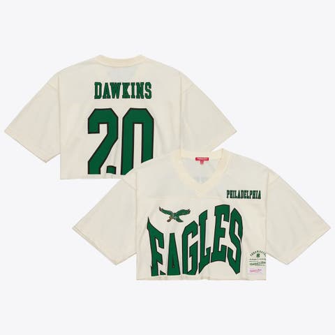 Women's Mitchell & Ness Brian Dawkins Cream Philadelphia Eagles Retired Player Cropped Fashion Jersey