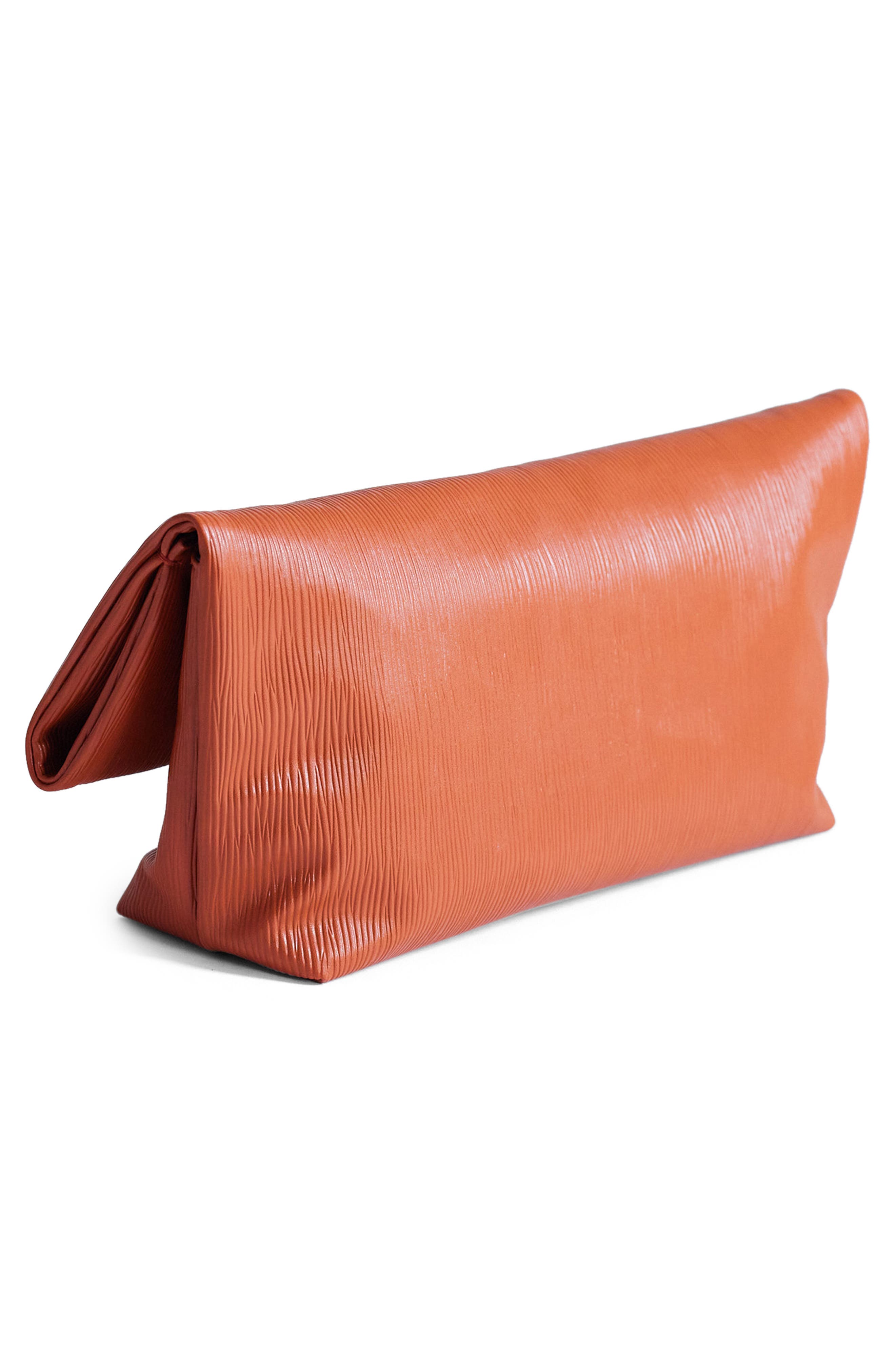 Topshop George Faux Leather Clutch, Alternate, color, 