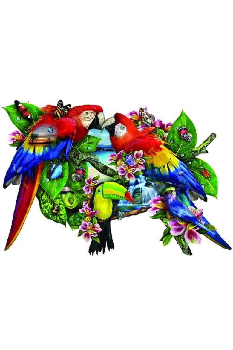 Parrots in Paradise 1000 piece Jigsaw Puzzle for Adults Special Shape, Alternate, color, Multicolor