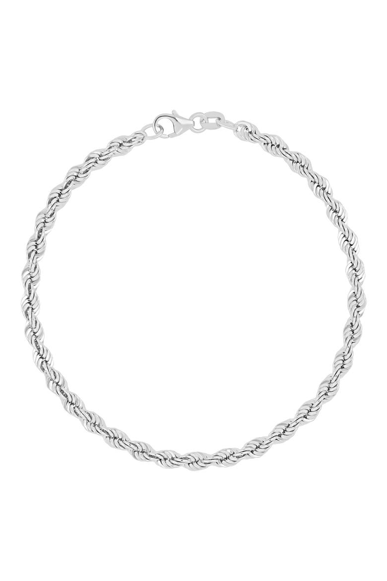 14K Gold Rope Chain Bracelet, Main, color, 14K WHITE GOLD