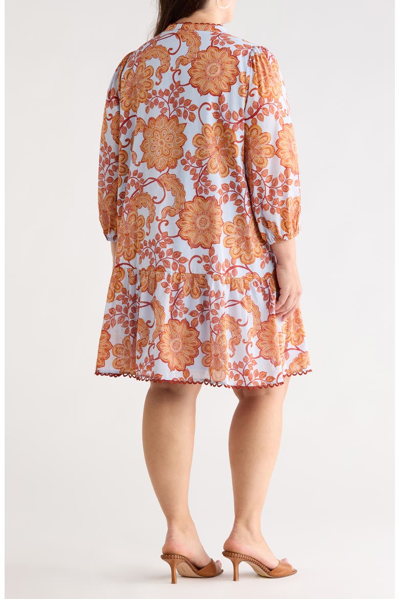 Siany Yamila Floral Ruffle Cotton Dress, Alternate, color, BROWN-BLU
