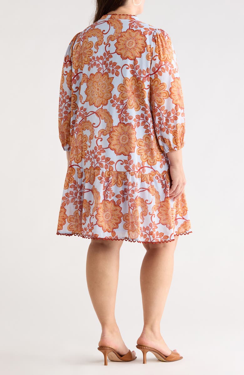 SUGARLIPS Siany Yamila Floral Ruffle Cotton Dress, Alternate, color, Brown-Blu