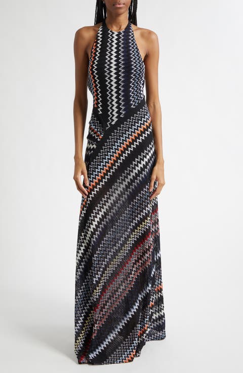 Chevron Halter Maxi Dress