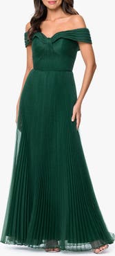 Xscape Evenings Off the Shoulder Pleated Organza Gown