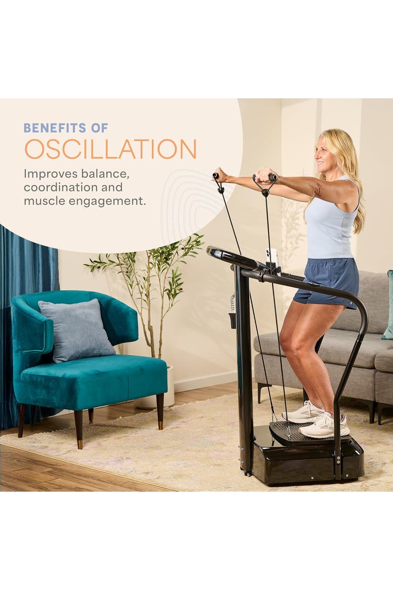 Rhythm Vibration Plate Exercise Machine with Handles & Heart Rate Monitor, Alternate, color, Black