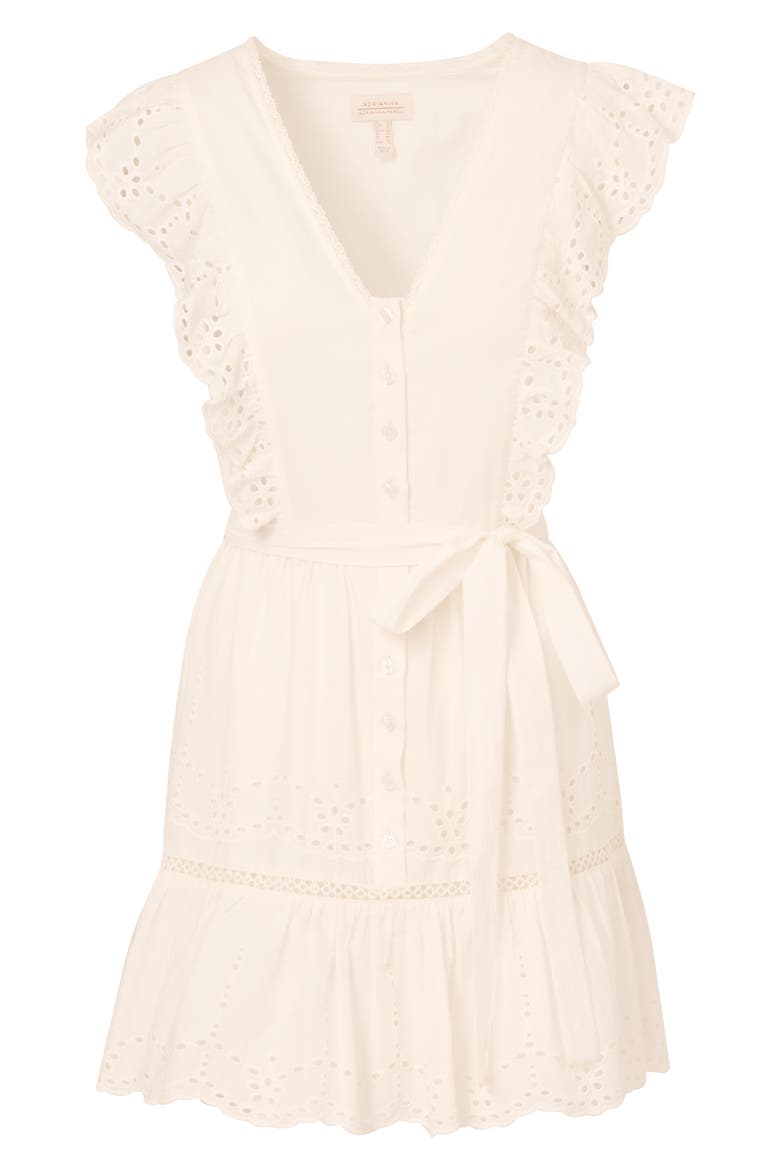 Eyelet Ruffle Cotton Mini Sundress, Alternate, color, IVORY
