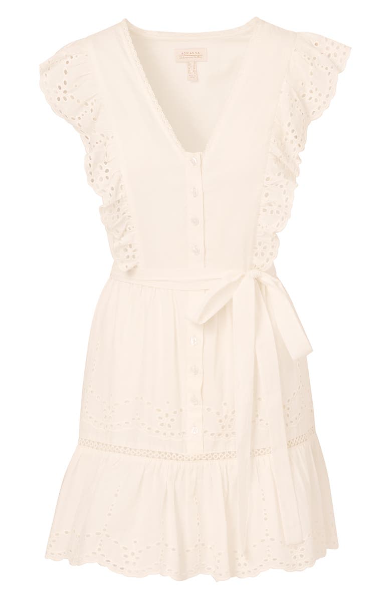 Adrianna Papell Eyelet Ruffle Cotton Mini Sundress, Alternate, color, Ivory
