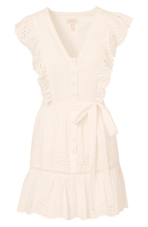 Adrianna Papell Eyelet Ruffle Cotton Mini Sundress In Ivory