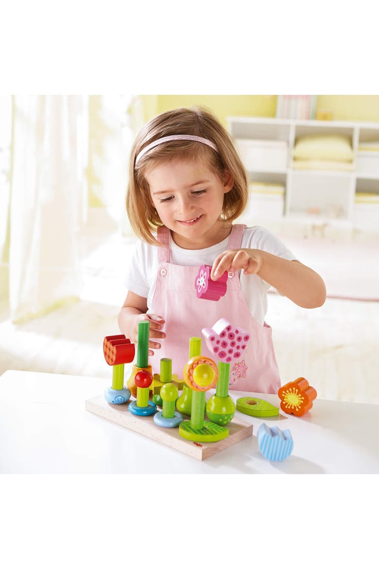 Flower Garden Wooden Sorting and Stacking Game, Alternate, color, Multi