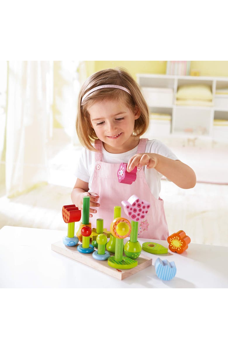 HABA Flower Garden Wooden Sorting & Shape Sorter Game Montessori Toys for 2 Year Old, Fine Motor Stacking Toys for Toddlers 1-3, Made in Germany, Alternate, color, Multi
