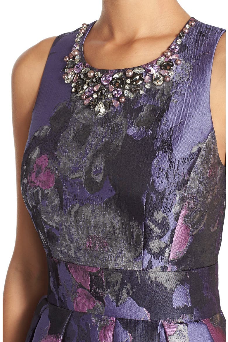 Embellished Jacquard Fit & Flare Dress, Alternate, color, LILAC