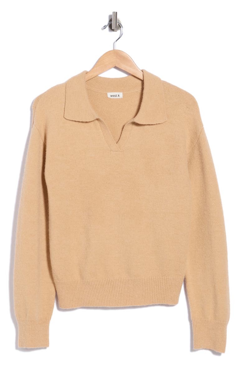 Johnny Collar Sweater, Alternate, color, LIGHT CAMEL