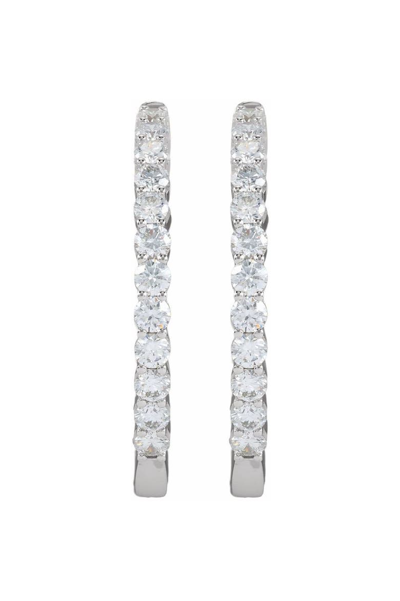 3 CT Lab-Grown Diamond Hoop Earrings in 14K Gold, Alternate, color, White