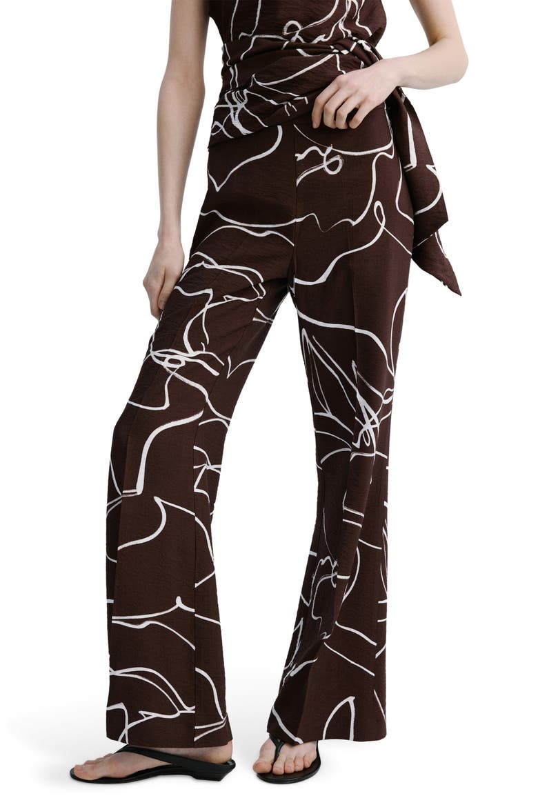Print Wide Leg Pants, Main, color, BROWN