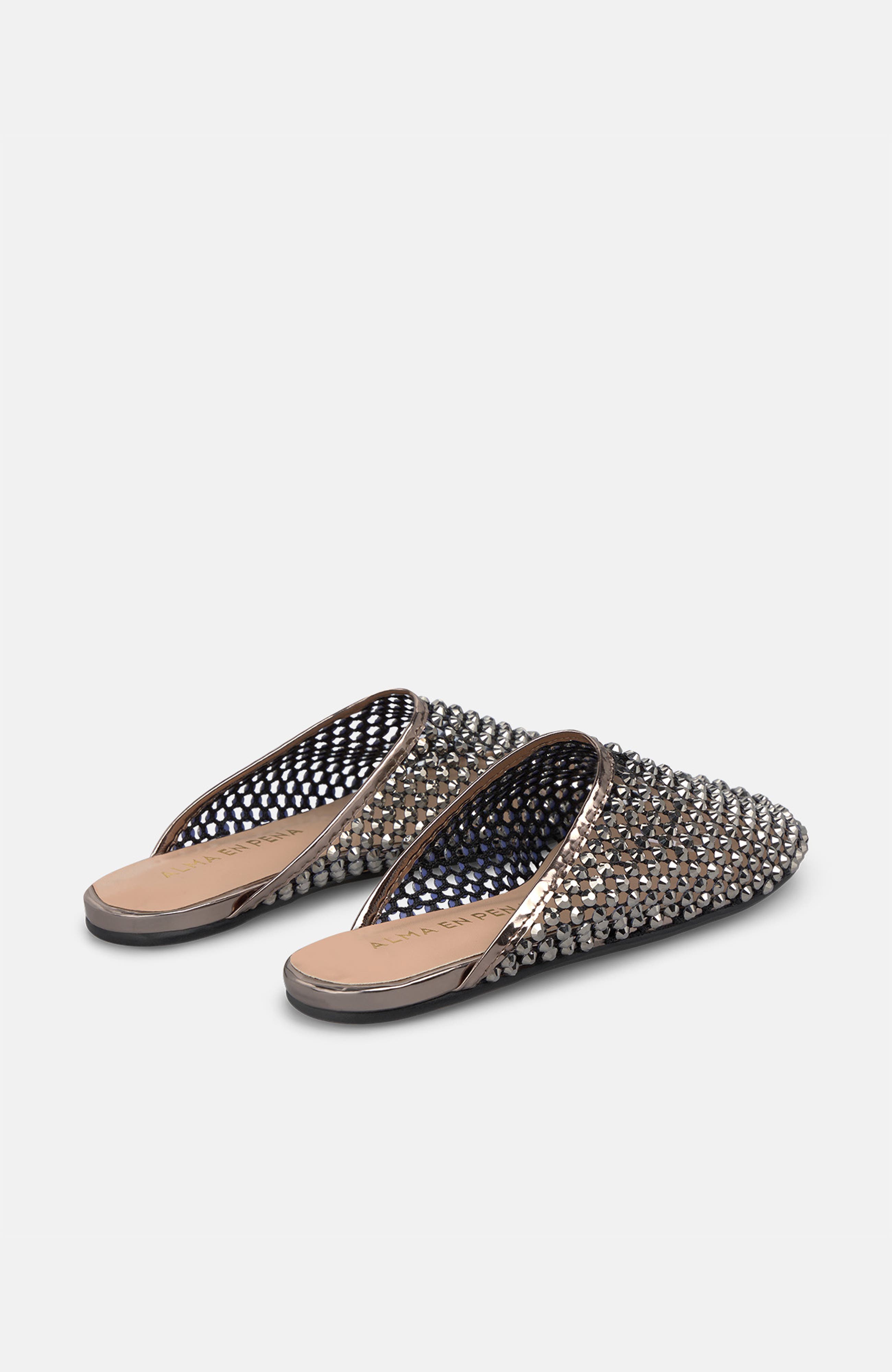 Flat Mule Mesh Sandal, Alternate, color, Pewter