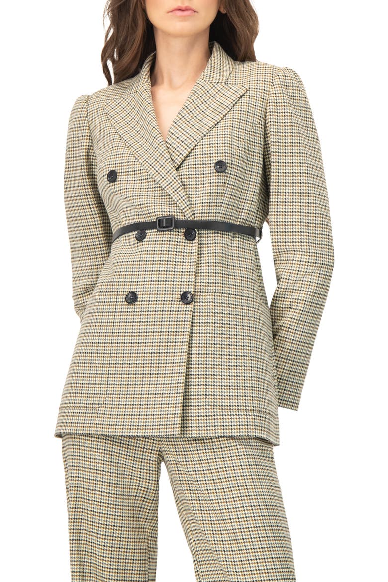 Double-Breasted Checkered Blazer, Main, color, Multicolor