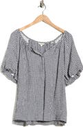 MAX STUDIO Gingham Puff Sleeve Top