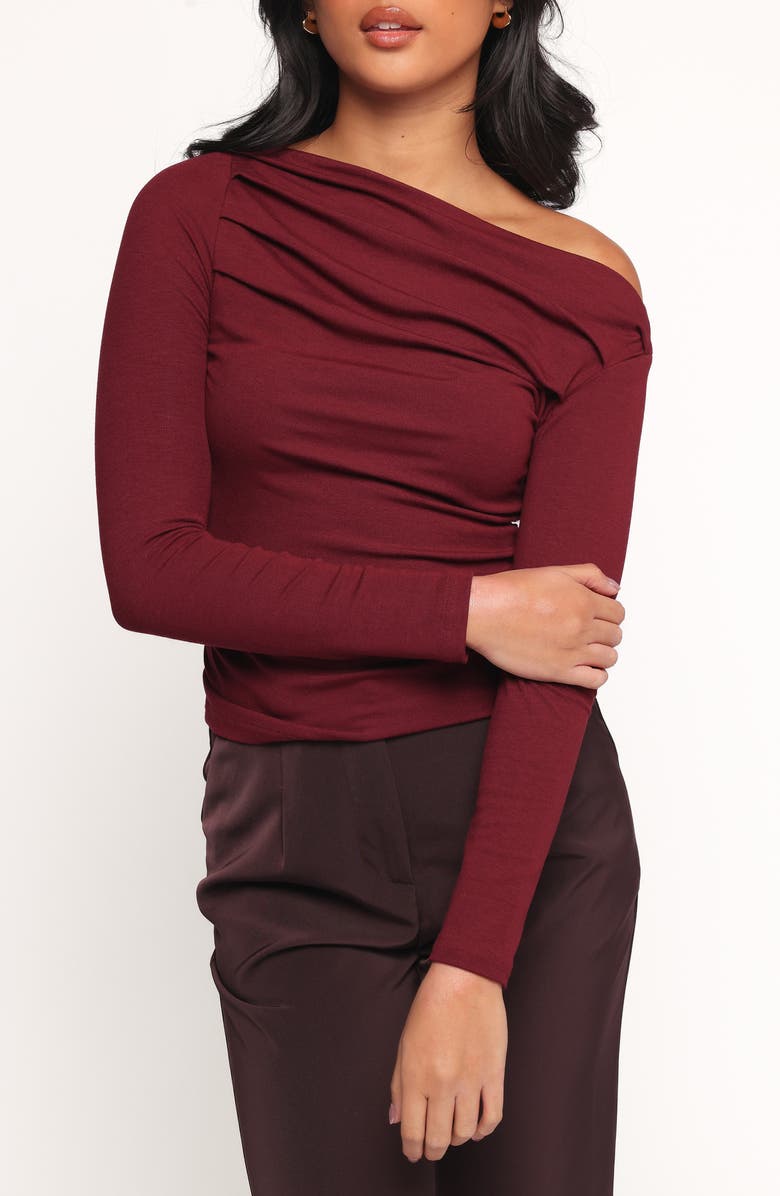 Petal & Pup Cer One-Shoulder Knit Top, Alternate, color, Cherry Chocolate