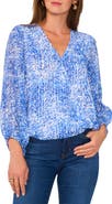 Vince Camuto Print Balloon Sleeve Top