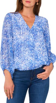 Vince Camuto Print Balloon Sleeve Top