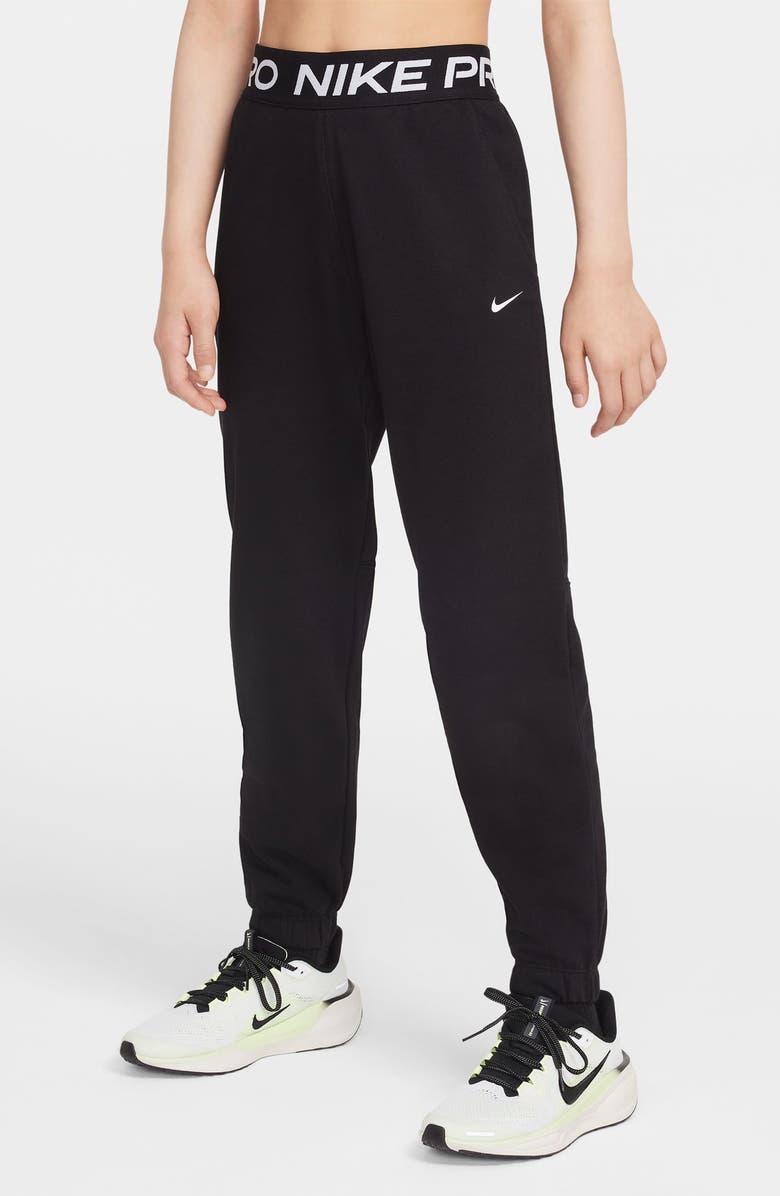 Nike Kids Pro Fleece Joggers, Main, color, Black/Black/Black/White