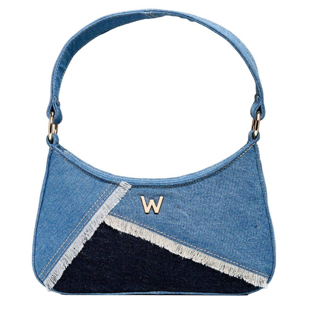 WOLF Mimi Swirl Shoulder Bag with Scarf, Main, color, Patchwork Denim