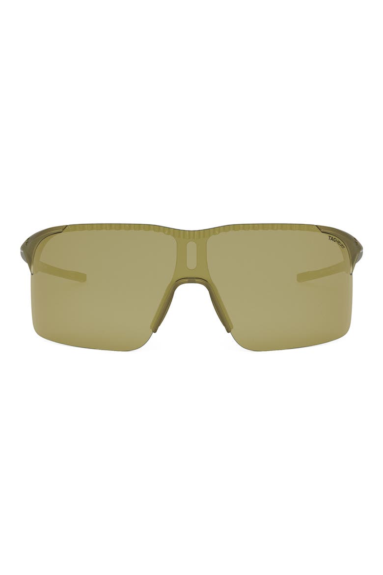 Vingt Sept 132mm Mirrored Mask Sunglasses, Main, color, MATTE YELLOW / BROWN MIRROR