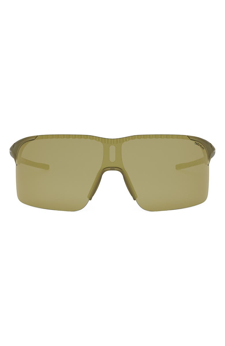 TAG Heuer Vingt Sept 132mm Mirrored Mask Sunglasses, Main, color, Matte Yellow / Brown Mirror