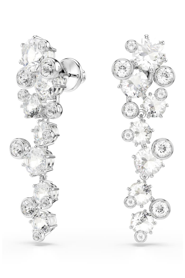 Constella Crystal Drop Earrings, Alternate, color, WHITE/ SILVER