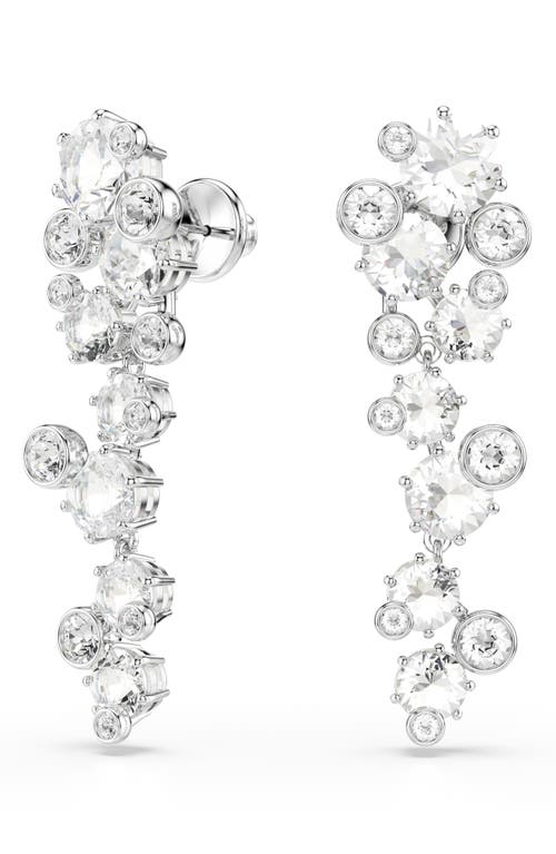 Swarovski Constella Rhodium Plated Drop Earrings In Silver