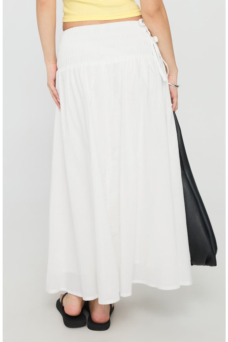 Venice Shirred Cotton & Linen Maxi Skirt, Alternate, color, WHITE