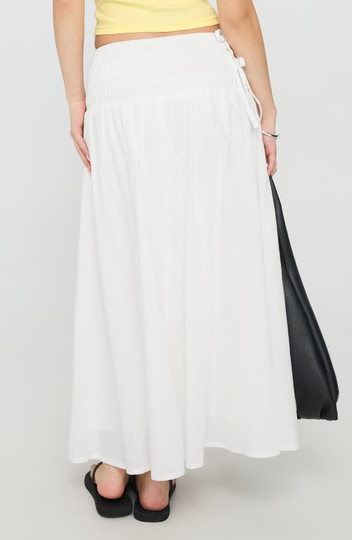Princess Polly Venice Shirred Cotton & Linen Maxi Skirt In White