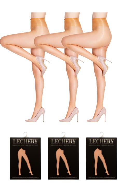 3 Pairs of Glossy Sheer Tights