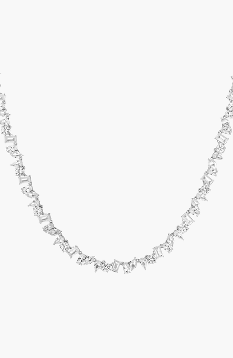Lab Grown Sapphire Mixed Shape Tennis Necklace