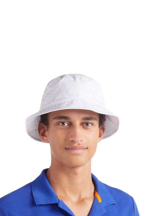Vilebrequin Embroidered Bucket Hat Turtles All Over In Blanc