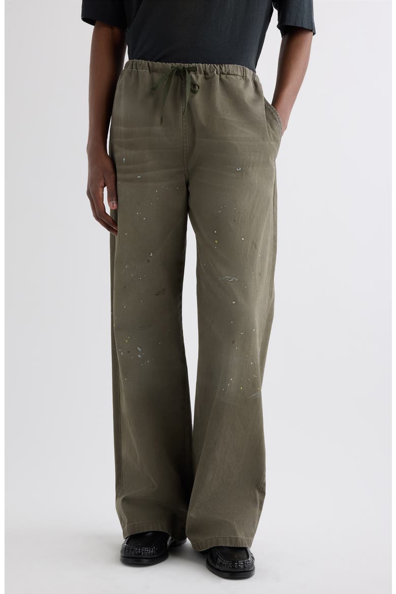 Plott Peached Washed Twill Wide Leg Pants, Main, color, DUSTY GREEN